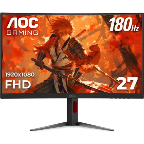 AOC C27G4H 27" Curved Gaming Monitor | Fast VA 0.5ms 180Hz FHD Adaptive Sync | Xbox PS5 Switch Compatible