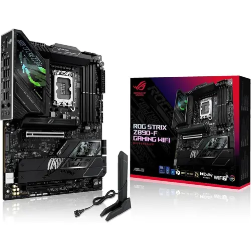 ASUS ROG Strix Z890-F Gaming WiFi ATX Motherboard - LGA 1851, 16+1+2+2 Power Stages, DDR5, PCIe 5.0, 5x M.2, Wi-Fi 7, AI Overclocking, Core Ultra Ready