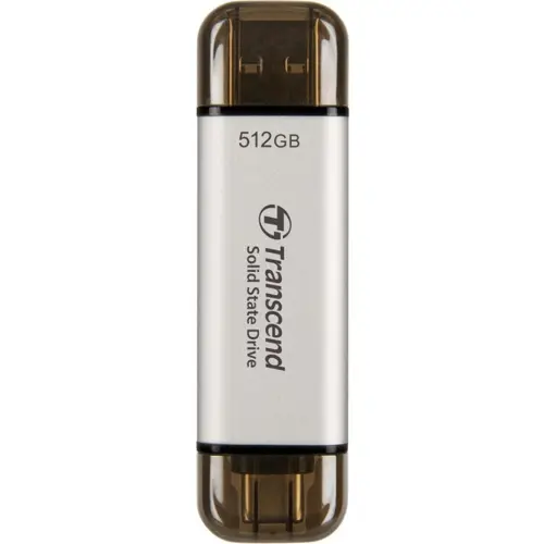 Transcend ESD310S 512GB Portable SSD Dual USB 10GBps Type-A / Type-C Silver TS512GESD310S - Up to 1,050 MB/s