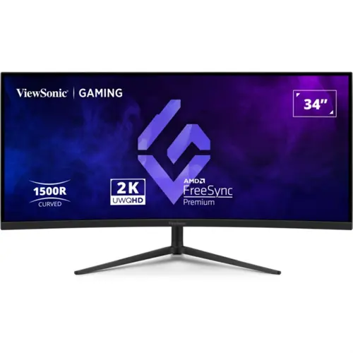 ViewSonic VX3418C-2K 34" Curved Gaming Monitor - 180Hz, UWQHD, 1ms, FreeSync Premium, HDR10, PS5/Xbox Compatible
