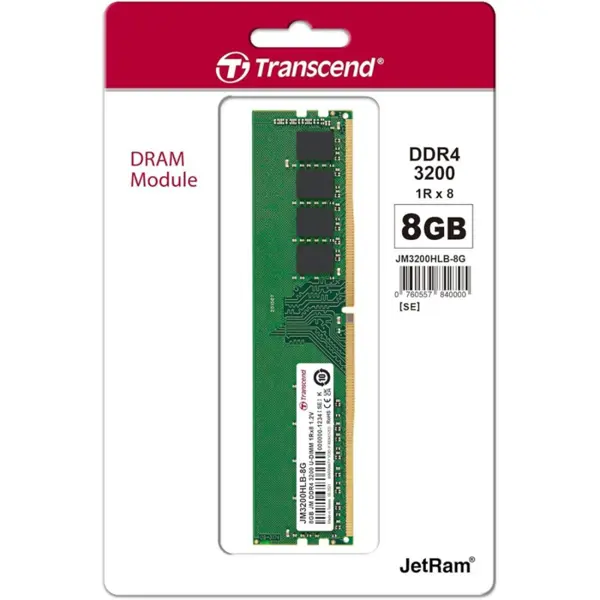 Transcend 8GB DDR4 Desktop Memory 3200MHz DRAM Module JetRam