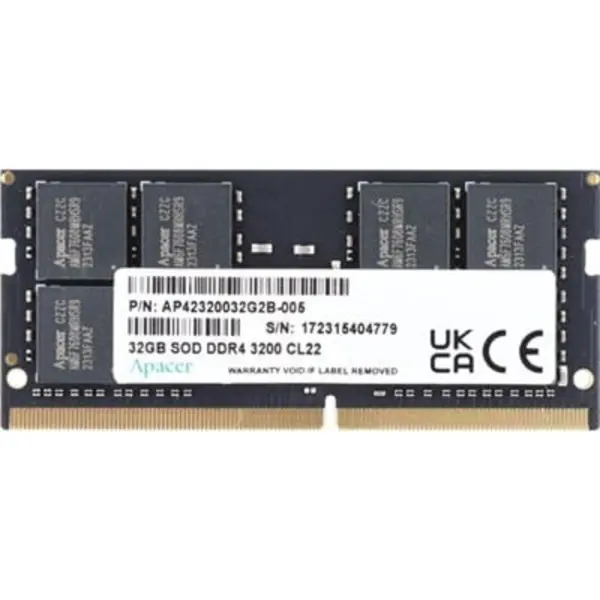 Apacer 32GB DDR4 SODIMM Laptop Memory, 3200MHz, CL22 1.2V