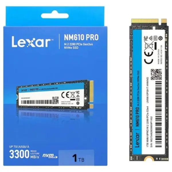 Lexar NM610PRO M.2 2280 PCIe Gen3x4 NVMe SSD 1TB, Up To 3300MB/s Read
