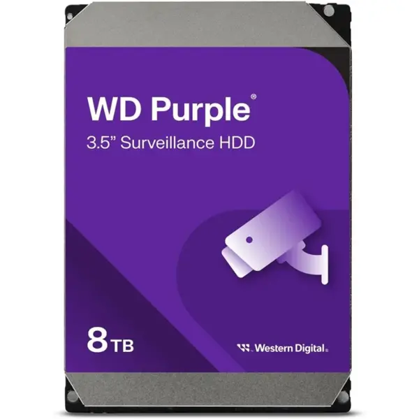 Western Digital WD85PURZ 8TB Purple Surveillance Internal Hard Drive, 3.5 Inch, SATA 6Gb/s, 256MB Cache