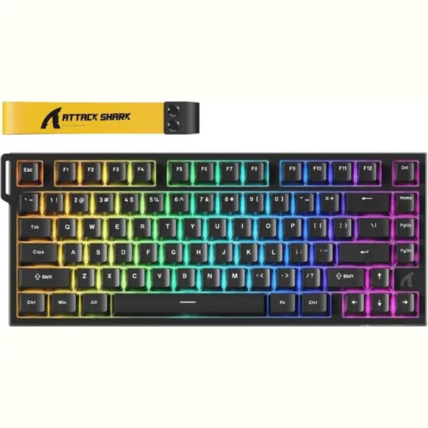 ATTACK SHARK R82HE Rapid Trigger Wired Mechanical Gaming Keyboard, TKL NKRO, 8K Polling, 0.005mm RT Accuracy, 256K Scan Rate, 5 Layer Sound Damped, Hall Effect Magnetic Switch, Black