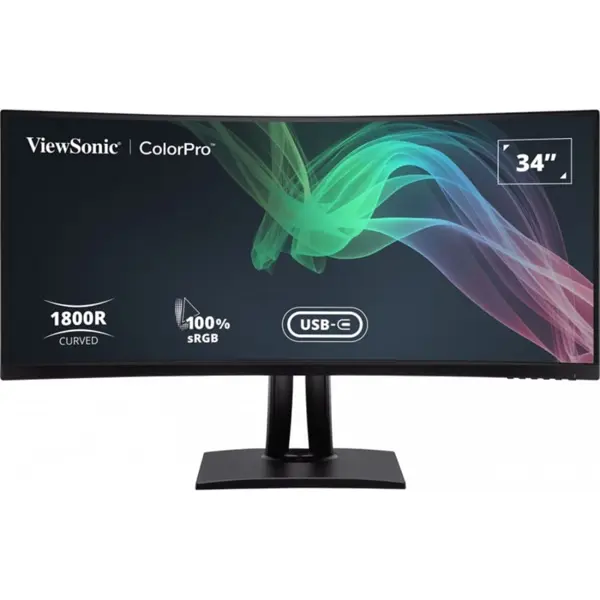 ViewSonic VP3481a 34" UWQHD Curved Monitor with Docking Station, Pantone validated 100% sRGB, USB-C