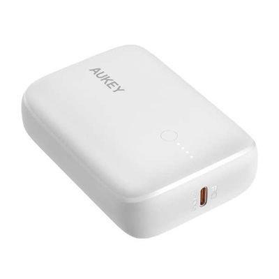 Aukey Power Bank 10000mAh Mini Portable Charger USB C White