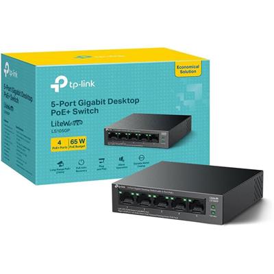 TP-Link LS105GP | 5-Port Gigabit Desktop Switch with 4-Port PoE+ | LiteWave Unmanaged Switch - 65 W PoE Budget