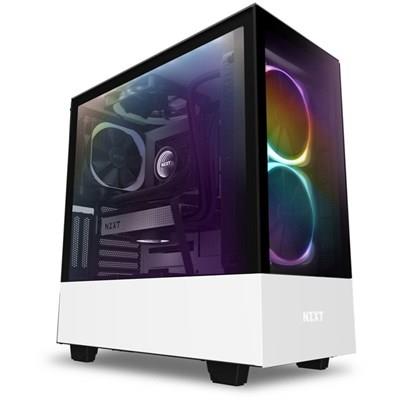 NZXT H510 Compact Mid-Tower Micro ATX Computer Case with Tempered Glass | Matte White - Matte Black/Red