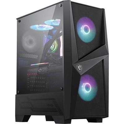 MSI MAG FORGE 100R Mid Tower Gaming Computer Case | Black, 2x 120mm ARGB PWM Fan