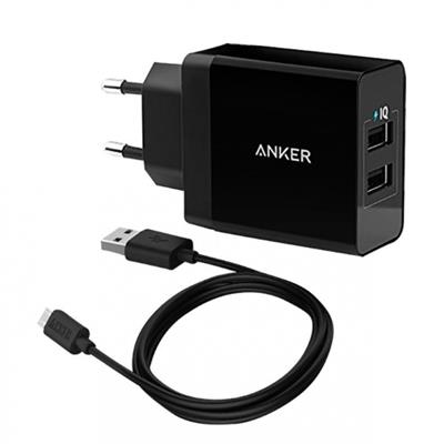 Anker 24W 2-Port USB Charger & Micro Cable B2021L11 - Black 