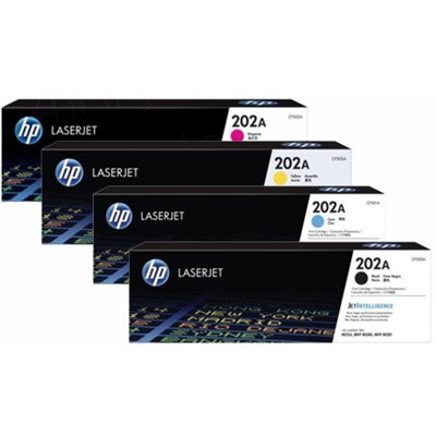 HP 202A Black, Cyan, Magenta, Yellow Toner Cartridges (CF500A, CF501A, CF502A, CF503A)