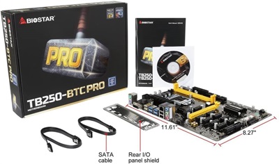 Biostar Motherboard TB250-BTC PRO Core i7/i5/i3 LGA1151 best for mining purpose 