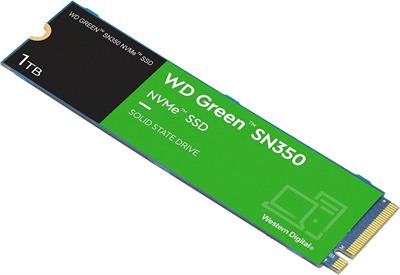 Western Digital 1TB WD Green SN350 NVMe Internal SSD Solid State Drive - Gen3 PCIe, QLC, M.2 2280, Up to 3,200 MB/s - WDS100T3G0C