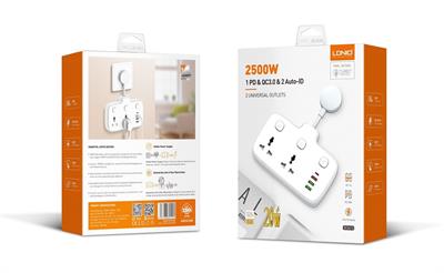 LDNIO SC2413 2 Universal Electrical Outlet Fast charger Extension Socket