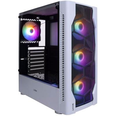 Boost Lion PC Case with Pre Installed 4 RGB Fans (White)