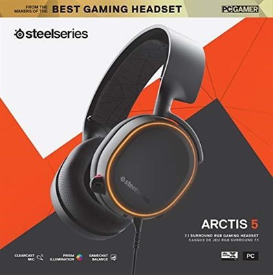 SteelSeries Arctis 5 (2019 Edition) RGB Illuminated Gaming Headset with DTS Headphone:X v2.0 – Black
