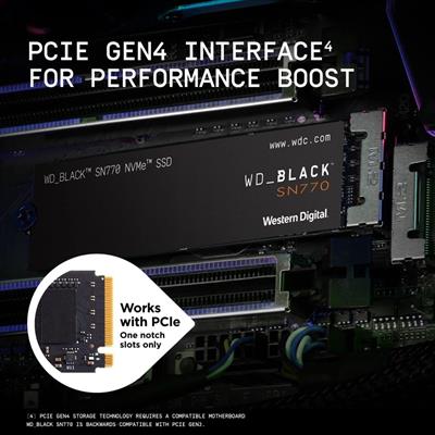 WD_BLACK 500GB SN770 NVMe Internal Gaming SSD Solid State Drive - Gen4 PCIe, M.2 2280, Up to 4,000 MB/s - WDS500G3X0E