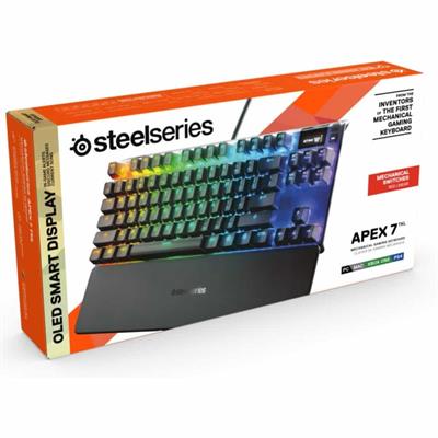 SteelSeries Apex 7 TKL (RED Linear Mechanical Switches) OLED Smart-Display Gaming Keyboard with Wrist Rest - 64646