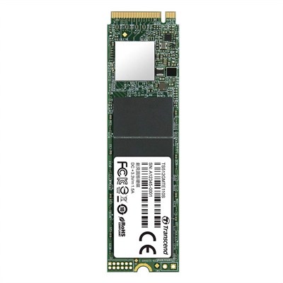 Transcend PCIe M.2 SSD 512GB Solid State Drive, NVMe PCIe Gen3 x4 80mm, TS512GMTE110S