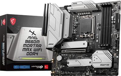 MSI MAG B660M Mortar MAX WiFi DDR4 Gaming Motherboard (mATX, 12th/13th Gen Intel Core, LGA 1700 Socket, DDR4, PCIe 4, 2.5G LAN, M.2 Slots, Wi-Fi 6E)