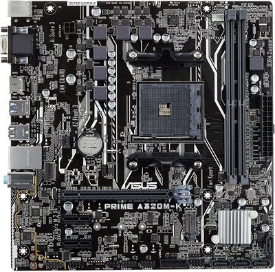 Asus Prime A320M-K motherboard with LED lighting