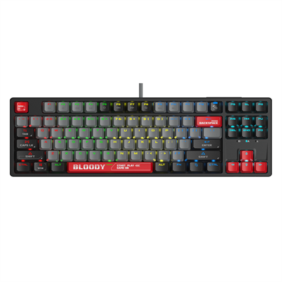 A4Tech Bloody S87 TenKeyLess RGB Mechanical Switch Hot Swappable Gaming Keyboard Compact Style (BLMS Red Plus Switch: Linear, Light & Smooth) - Energy Red/White