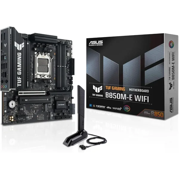 Asus Tuf Gaming B850M-E WiFi mATX Motherboard, 8+2+1 80A DrMOS Power Stages, DDR5, PCIe 5.0, Three M.2 Slots, WiFi 6E, 2.5Gb Ethernet, DisplayPort, HDMI, Rear USB-C 10Gbps and Front USB-C 5Gbps