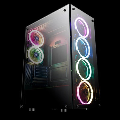 Aigo darkFlash Phantom Black Gaming Casing Tempered Glass Windows with 6pcs 120mm LED DR12 RGB Fans