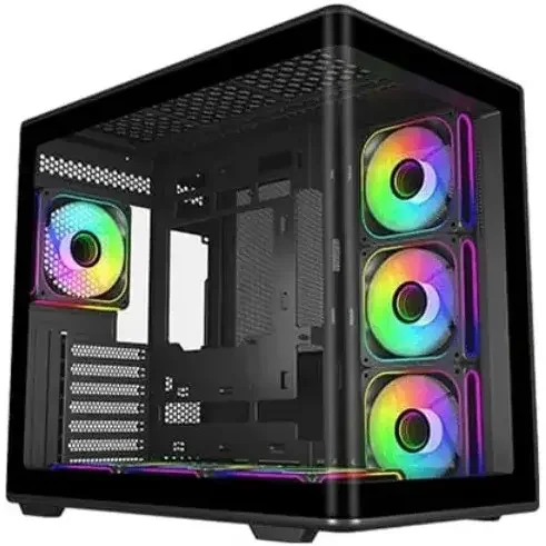 Cooler Master Elite 600 Mid-Tower Computer Case - 4x Pre-Installed Reverse ARGB Fans, Curved Glass Panel