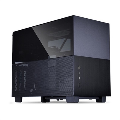 LIAN LI Q58 Black Color / Aluminum / Tempered Glass Mini Tower Computer Case