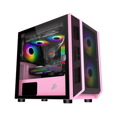 1stPlayer D3 (Pink) DK series with 3 Fans & 1 Hub Micro ATX Gaming Case