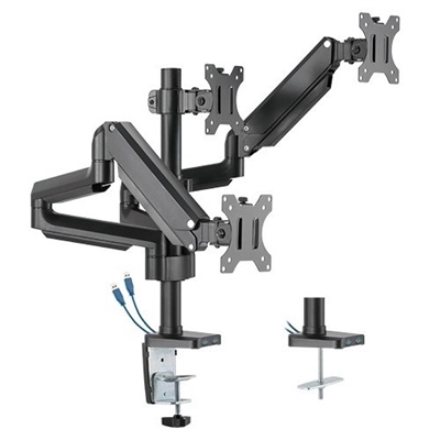 TWISTED MINDS PREMIUM COUNTERBALANCE TRIPLE MONITOR ARM WITH 3.0 USB PORT(17-27") LDT26-C036UP