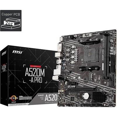 MSI A520M-A PRO Gaming Motherboard - High-Performance AMD AM4 Solution for Gamers and Professionals