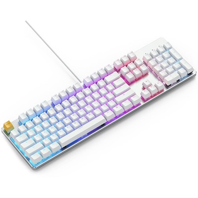Glorious GMMK White Ice Edition RGB Modular Mechanical Gaming Keyboard - Full Size, GLO-GMMK-FS-BRN-