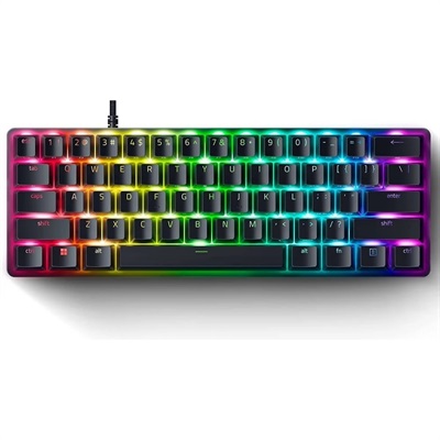 Razer Huntsman Mini 60% Linear Optical Purple Switch Gaming Keyboard Black - White