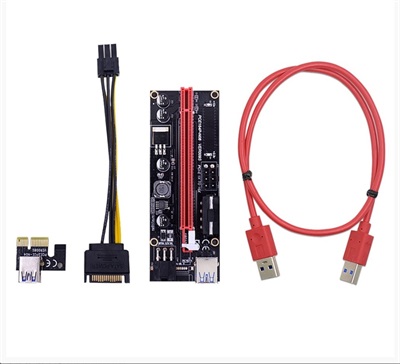 PCI-E Riser Card 009S PCI Express PCIE 1X to 16X Extender 1M 0.6M USB 3.0 Cable SATA 