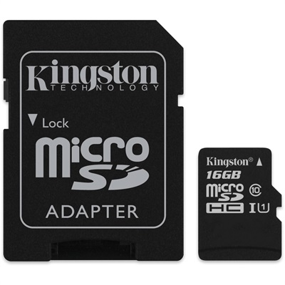 Kingston microSD 16GB Class 10 Memory Card
