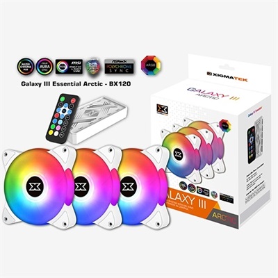  Xigmatek Galaxy Essential III Arctic 3 Fan Pack RGB Casing Fan
