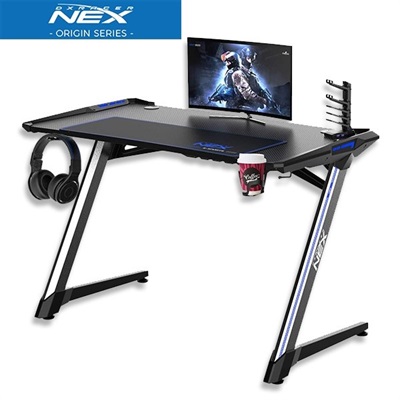 DXRacer NEX Gaming Desk - Black/Silver/Blue - TG-GDN001-NS-1