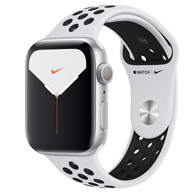Apple Watch Series 5 (Nike+/GPS Only, 44mm, Silver Aluminum, Pure Platinum/Black Nike Sport Band), M