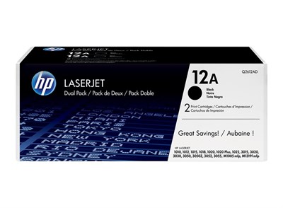 HP 12A Black Original LaserJet Toner Cartridge (Q2612AD)