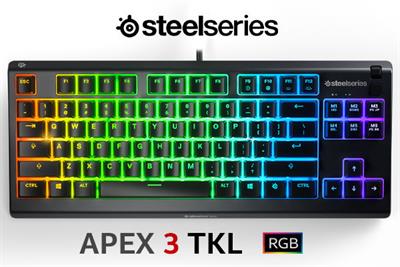 SteelSeries Apex 3 TKL Dedicated Multimedia Controls - Customizable 8-zone RGB Gaming Keyboard - 64831