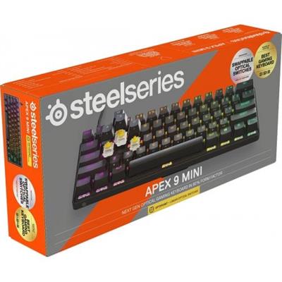SteelSeries Apex 9 Mini Swappable Optical Switches - 2-Point Adjustable Actuation OPTIPOINT Gaming Keyboard - 64837