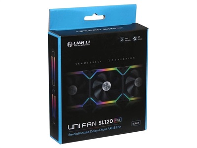 Lian Li UNI Fan SL120 Single Pack Black Without Controller (ARGB 120mm LED PWM Daisy-Chain) 12UF1B