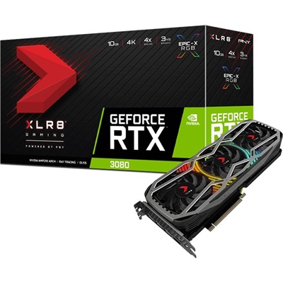 PNY GeForce RTX 3080 REVEL EPIC-X 10GB XLR8 RGB LHR Gaming Graphic Card  Triple Fan 