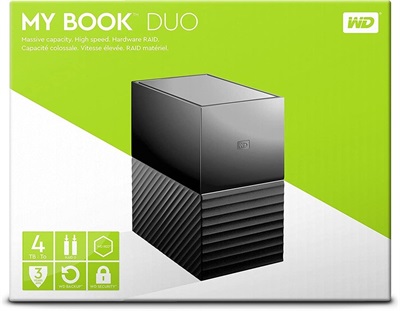 WD 4TB My Book Duo  RAID External Hard Drive - USB 3.1 - WD Red - RAID 0 WDBFBE0040JBK 
