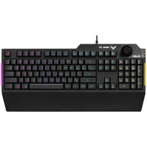 ASUS TUF Gaming K1 RGB Gaming Keyboard - Spill-Resistant, Dedicated Volume Knob, Side Light Bar & Armoury Crate