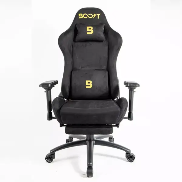 Boost Dominion Ergonomic Chair – Suede Fabric, 4D Adjustable Armrests, Built-in Footrest, 90°–180° Recline
