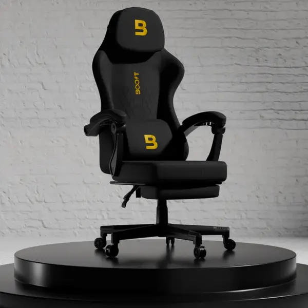 Boost Surge Pro Ergonomic Chair – Adjustable Lumbar Support, Retractable Footrest, 4D Armrests, High-Back Mesh Design